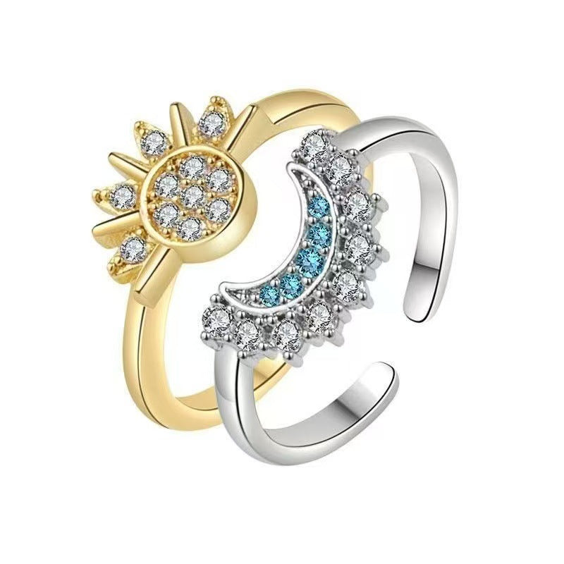 Sun And Moon Ring, Adjustable Opening, Sun & Moon Design Vera Lux