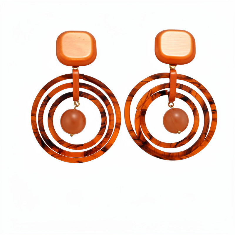 Silver Needle Acrylic Multi-Layer Round Earrings Vera Lux