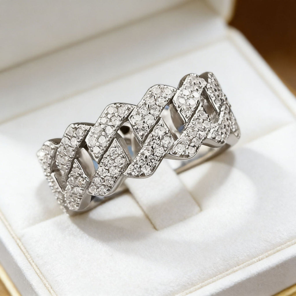 S925 Silver Ring Clasp With Cubic Zirconia Quadrilateral Shape Vera Lux