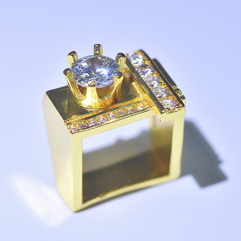 Gold-plated Engagement Ring With Simulated Diamonds Vera Lux