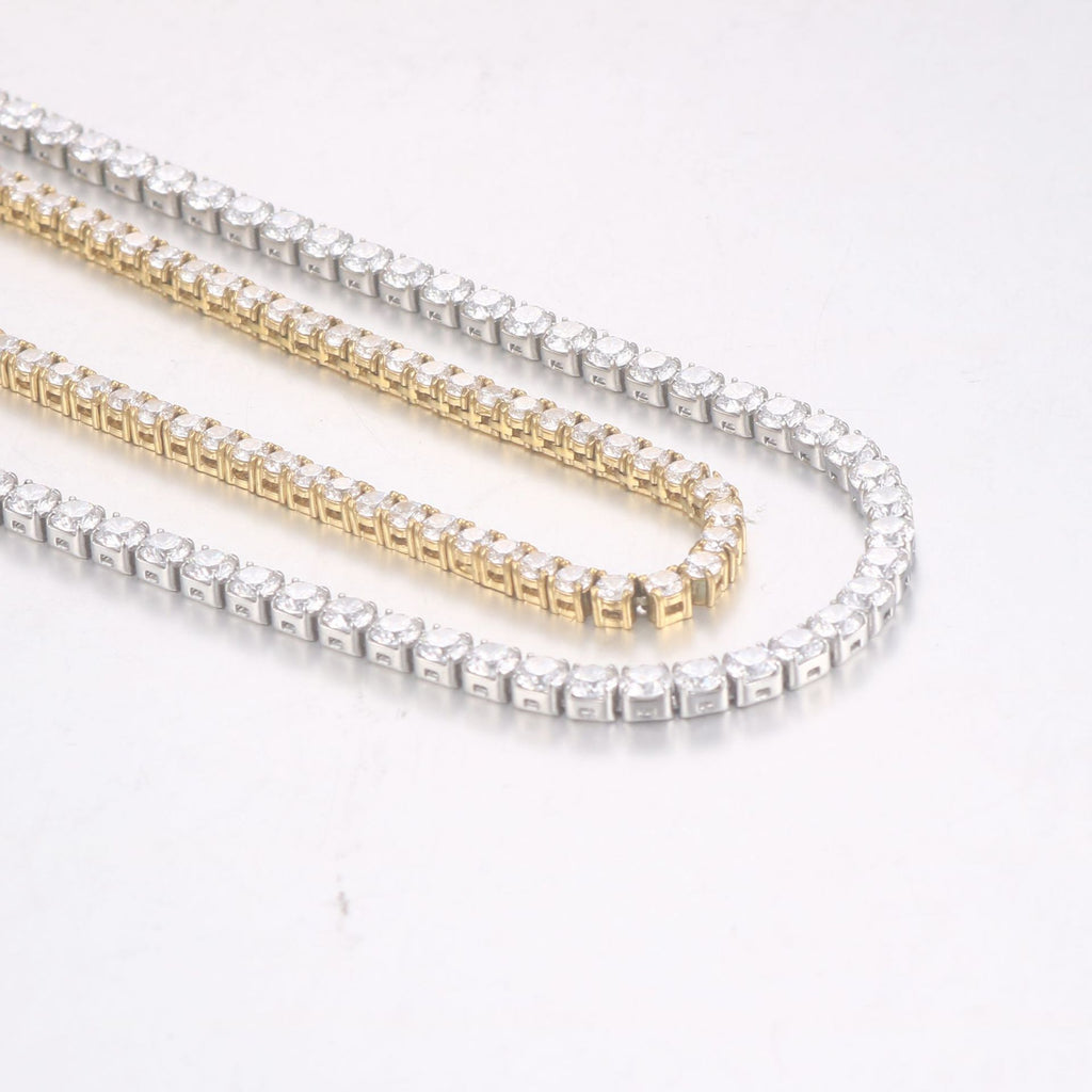 Mens And Womens Brick-link Diamond-encrusted Stainless Steel Vera Lux