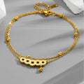 18k gold double-layer bead necklace retro Chinese style copper coin anklet Vera Lux