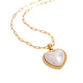 18K gold heart with texture inlaid pearl design exquisite and noble necklace Vera Lux