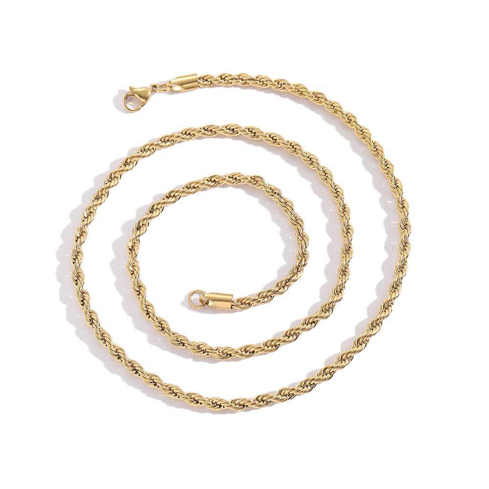 Euro-American Hip-hop Stainless Steel Necklace Twisted Chain Streetwear Titanium Steel Bracelet Vera Lux