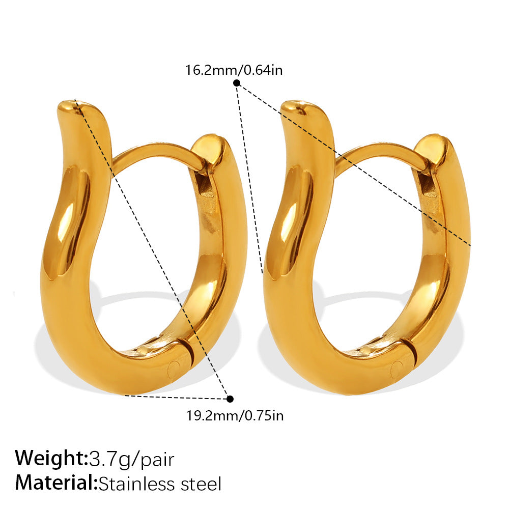 Fashion Vacation Style Geometric U-Shape & Triangle Earrings, Gold Color Fade-Resistant Sun Design, Daily Commute Earrings For Women Vera Lux