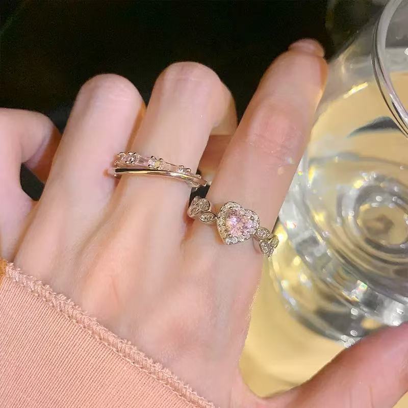 New Light Luxury Romantic Heart Zircon Ring For Women, Fashion Niche Design Sweet Couple Rings, Personalized Finger Rings Vera Lux