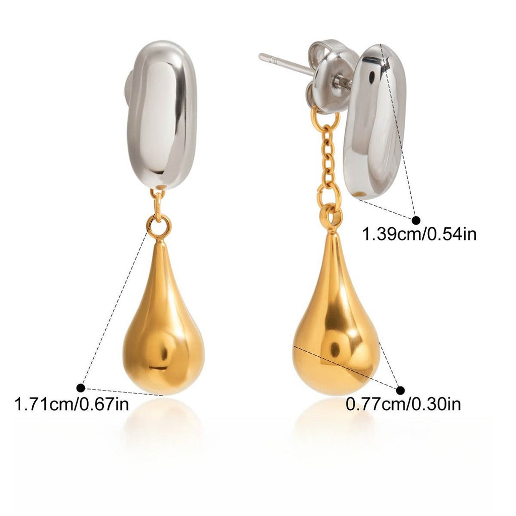18K gold and S925 silver two-tone teardrop front and back stud earrings Vera Lux