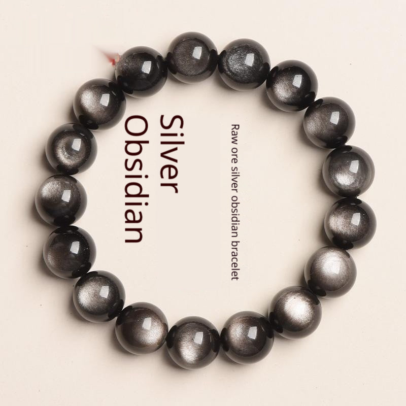Natural Black Gold Obsidian Plain-Loop Bracelet Vera Lux