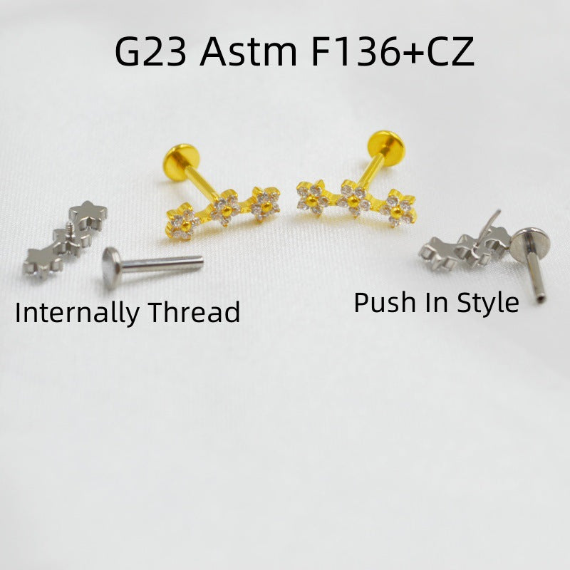 Titanium Alloy F136 Piercing Jewelry Ear Bone Stud Vera Lux