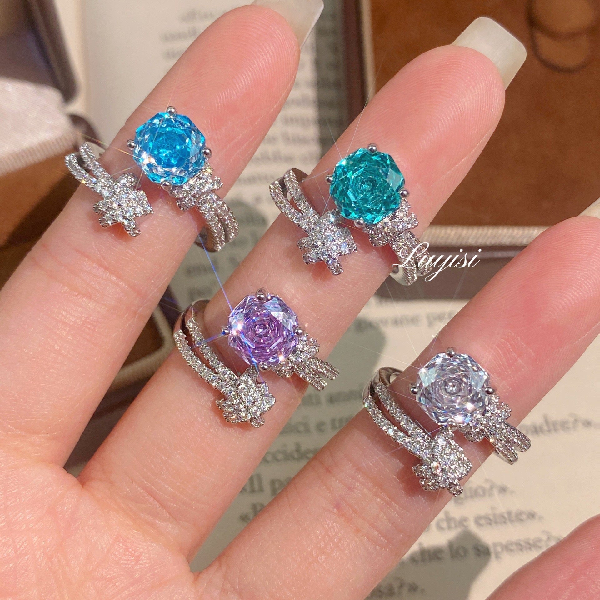 Dopamine Purple Zircon Ring, Trendy Light Luxury Stackable Ring For Women Vera Lux