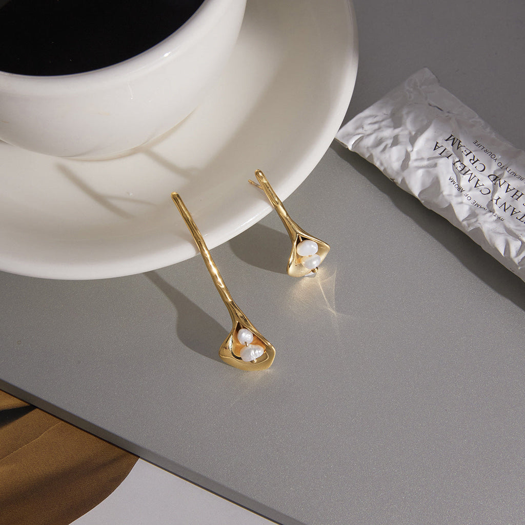 Pearl Calla Lily Drop Earrings Vera Lux