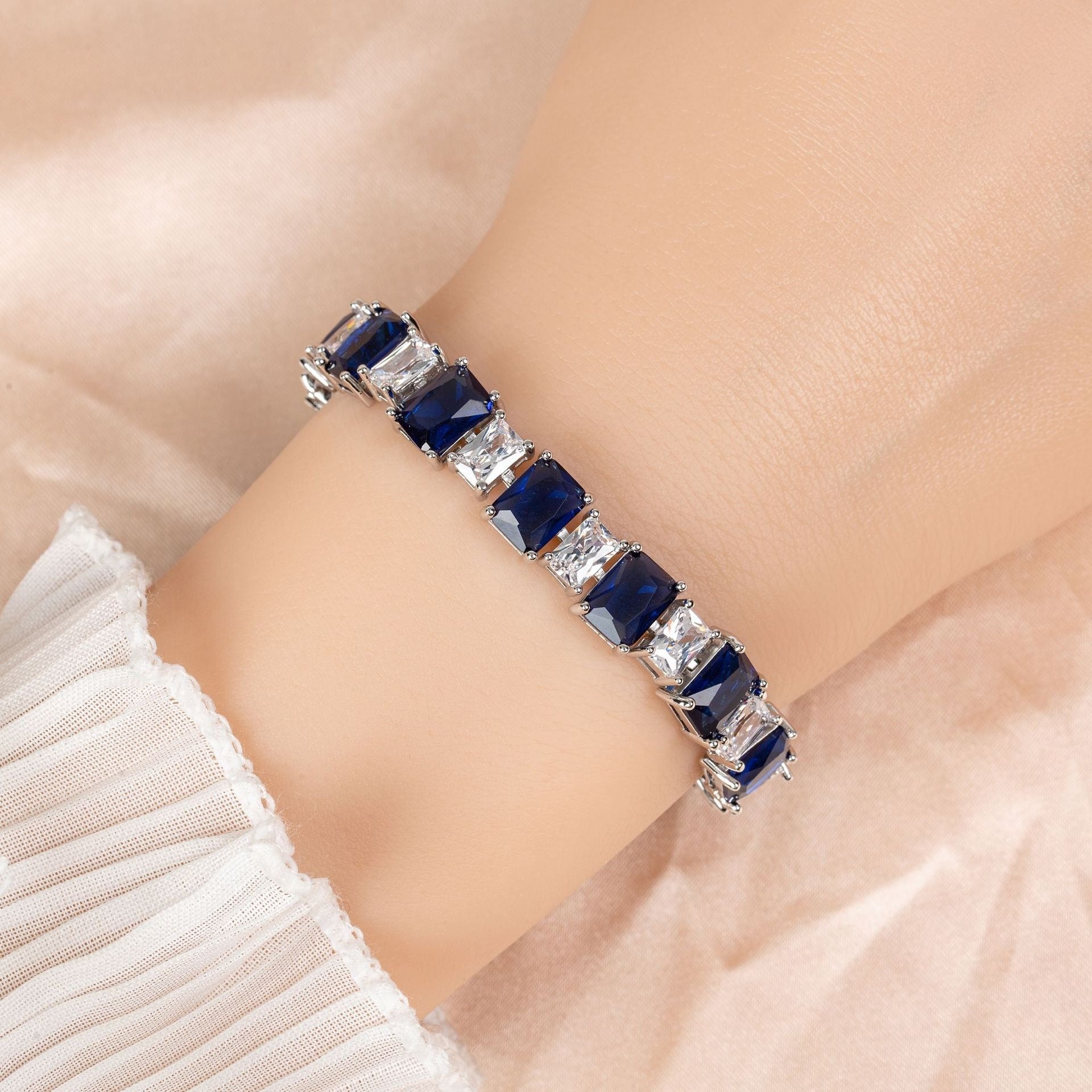 Enamel-Accented Square Micro-Pavé Zircon Bracelet Vera Lux