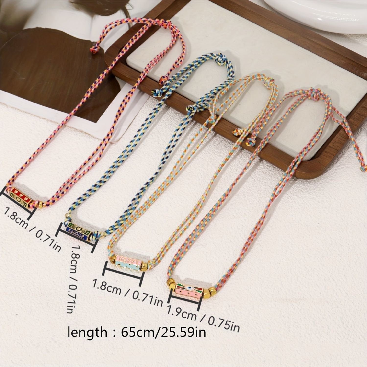 Bohemian style colorful love pendant necklace bracelet Vera Lux