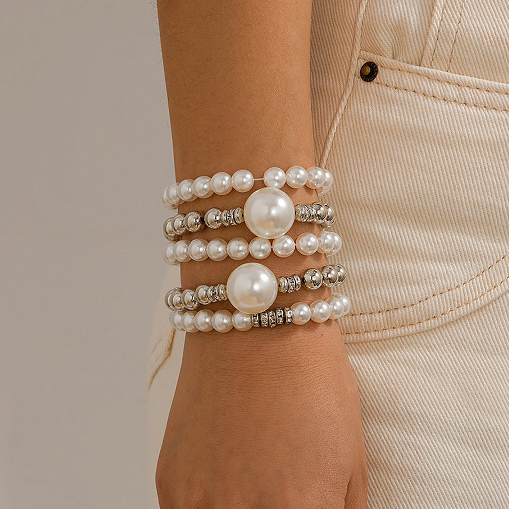 18k gold bow pearl beaded bracelet Vera Lux