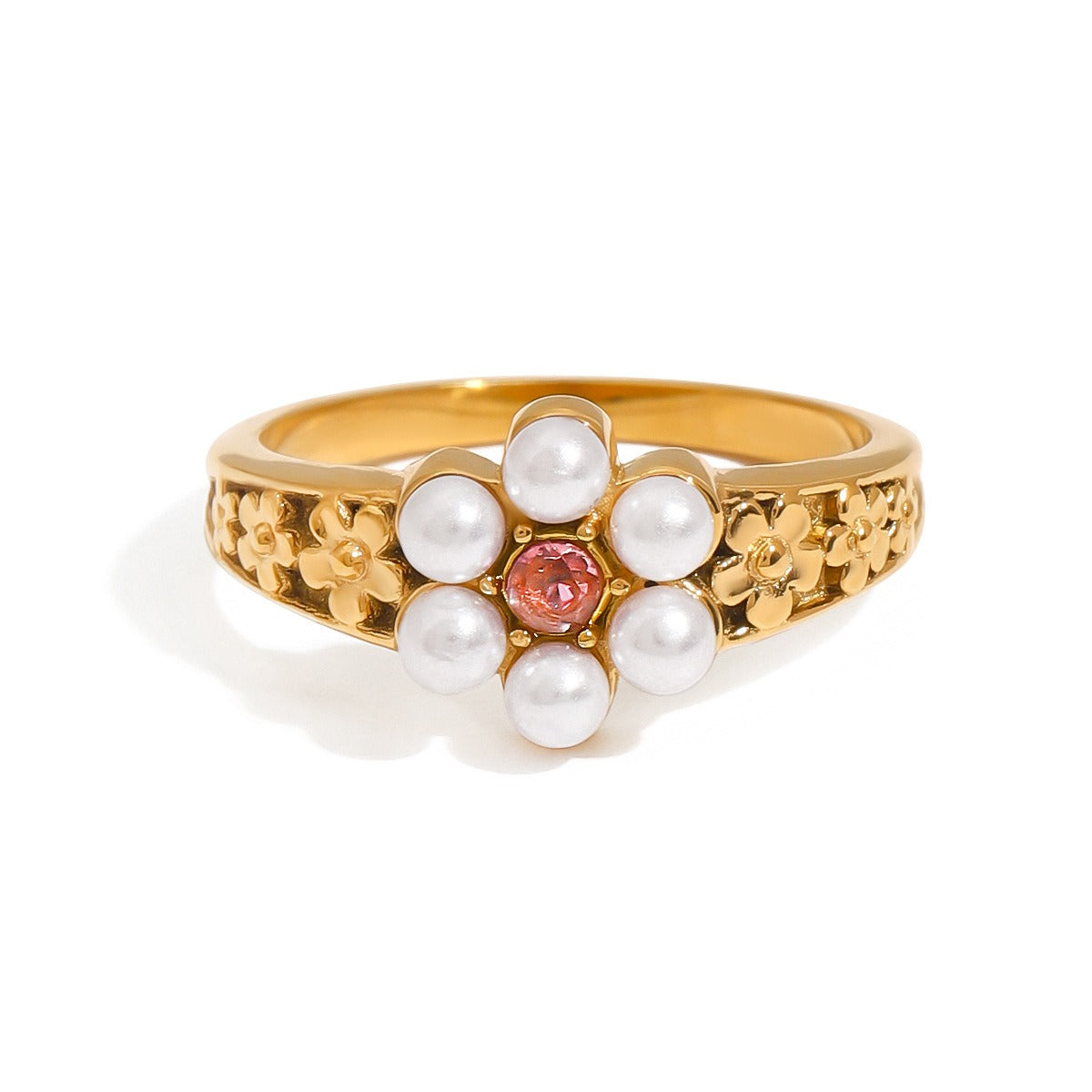 Pearl ring titanium steel ring Vera Lux