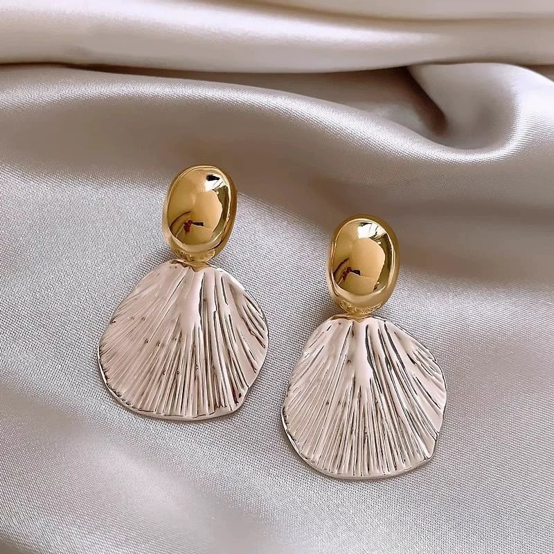 Irregular Shell Texture Metal Earrings, Luxury Exaggerated Niche Studs, New 2026 Elegant Jewelry Vera Lux