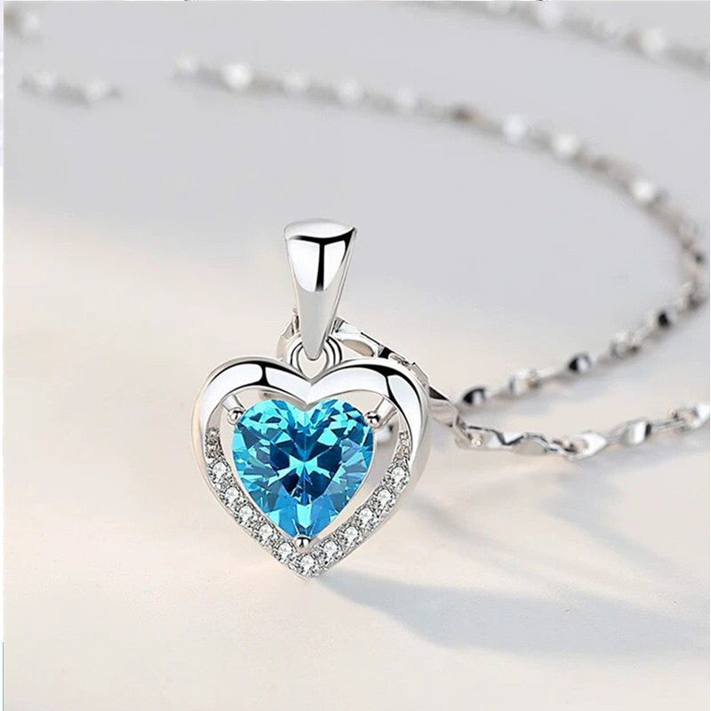 Women's Clavicle Simple Lapis Lazuli Heart Pendant Vera Lux