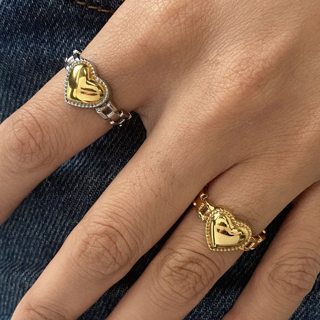 18K gold heart titanium steel ring Vera Lux