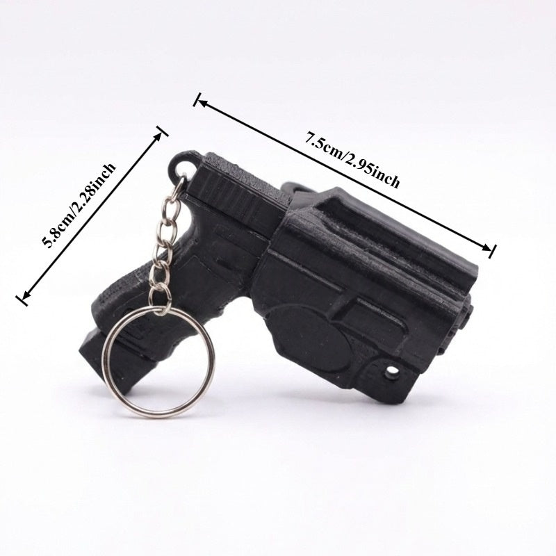 Pistol Keychain Modern Minimalist Style 3D Printed Vera Lux