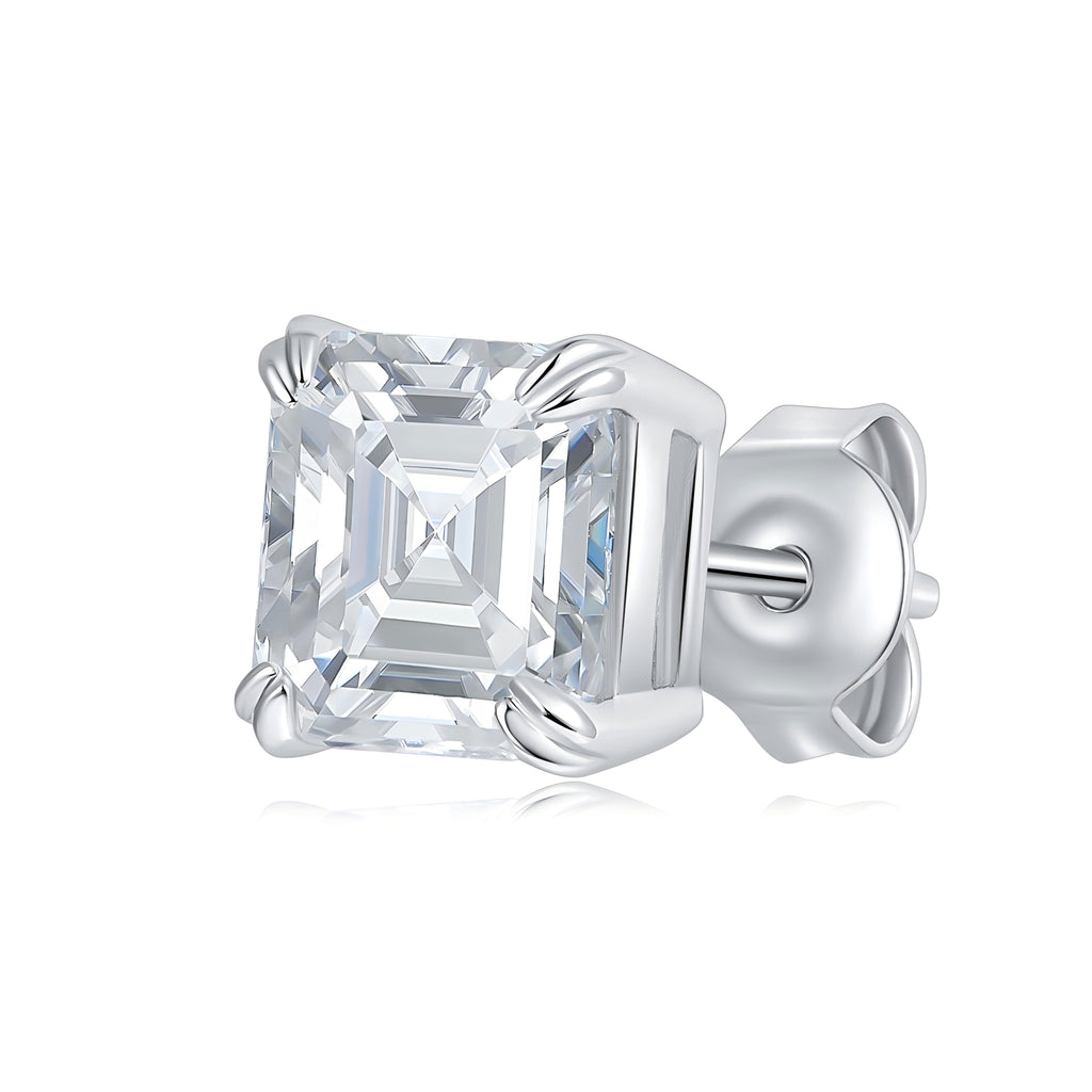 S925 Sterling Silver 6x8mm Emerald Cut Moissanite Stud Earrings  Octagon Solitaire With GRA Certificate Platinum Plated Jewelry Gift Box Set For Women & Men Vera Lux