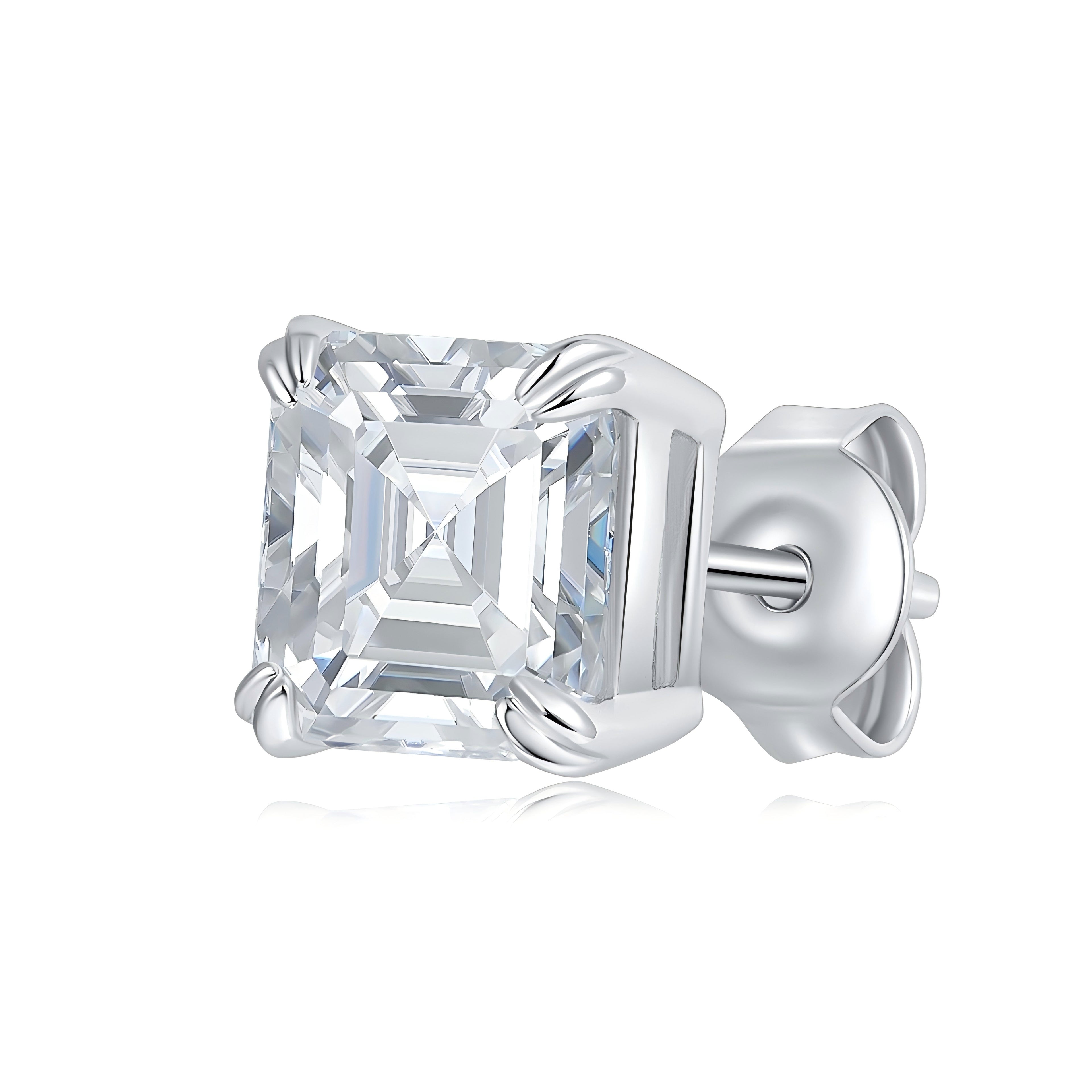S925 Sterling Silver 6x8mm Emerald Cut Moissanite Stud Earrings  Octagon Solitaire With GRA Certificate Platinum Plated Jewelry Gift Box Set For Women & Men Vera Lux