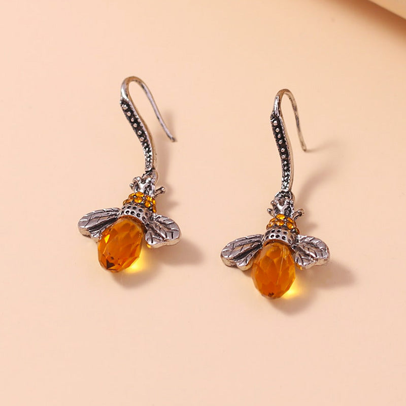 Zircon Bee Earrings Crystal-Encrusted Vintage Little Bee Earrings Vera Lux