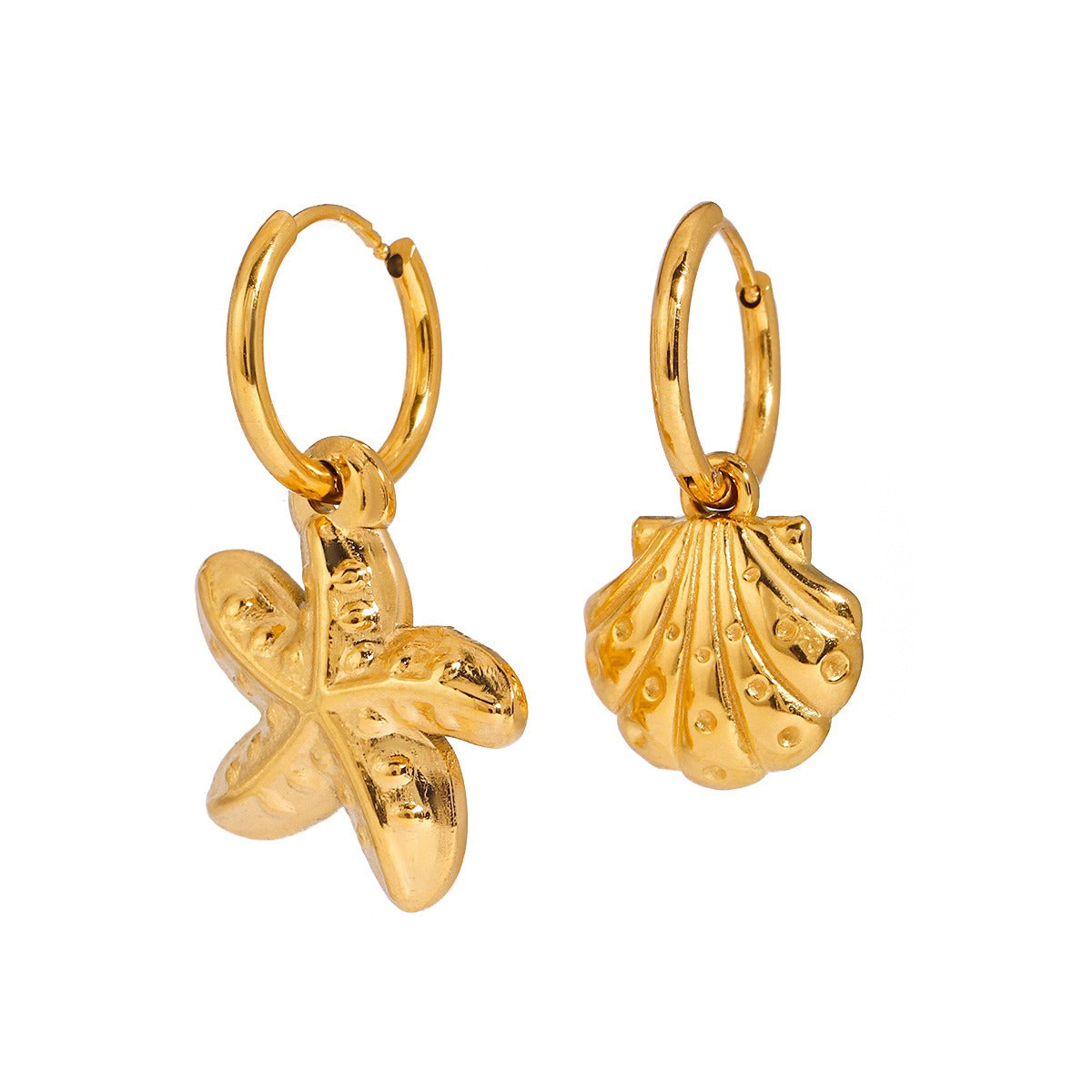 18K gold shells with starfish-shaped design exquisite trendy earrings Vera Lux