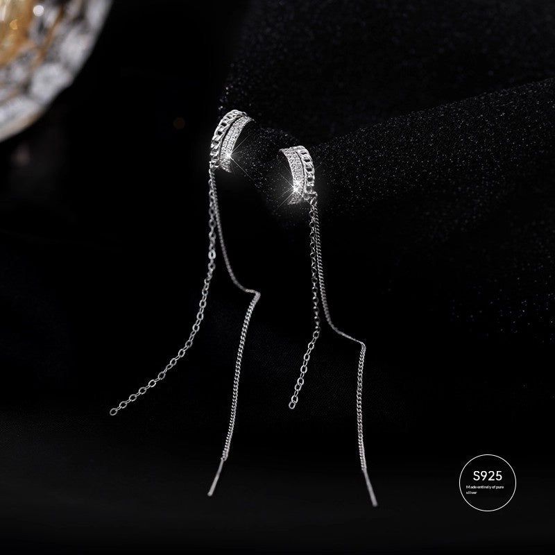 Zircon-inlaid Semi-circular C-shaped Ear Bone Clip Double-layer Earrings Vera Lux