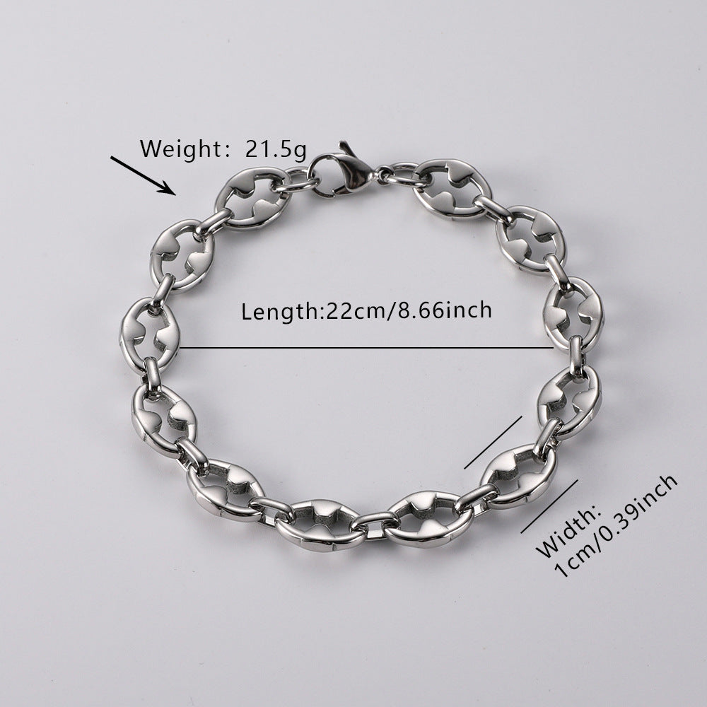 Popular Streetwear Cuban Chain Bracelet For Men, Bold Domineering Punk Hip Hop Design, All-match Stainless Steel Titanium Steel Fashion Accessories Vera Lux