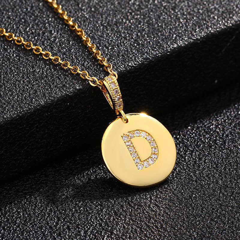 Zircon Initial Disc Necklace Collection Vera Lux