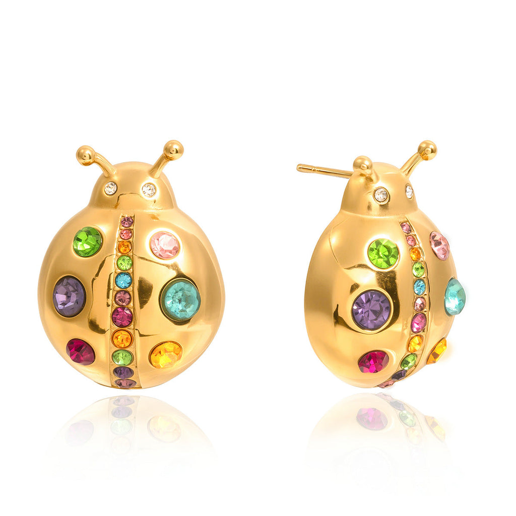 Colorful Zircon Ladybug Stud Earrings Vera Lux