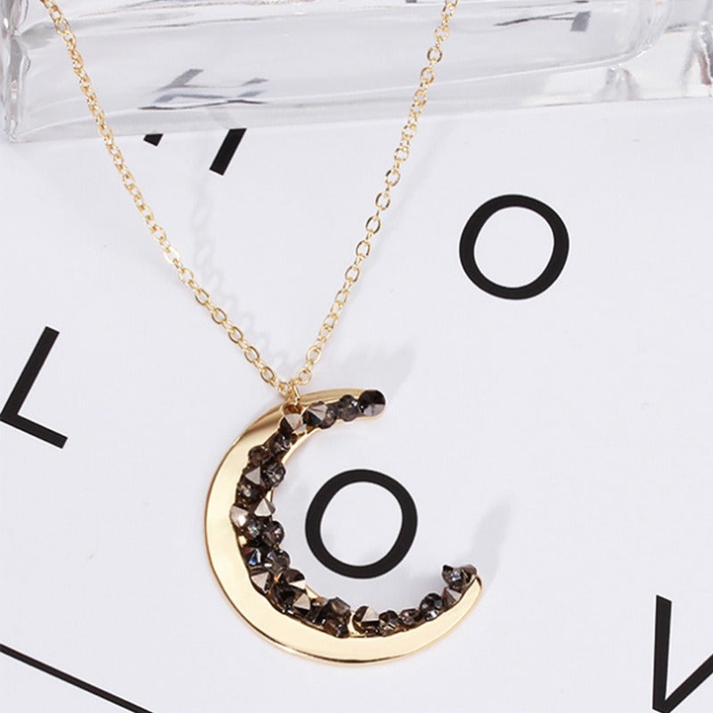 Light luxury moon rhinestone necklace Vera Lux