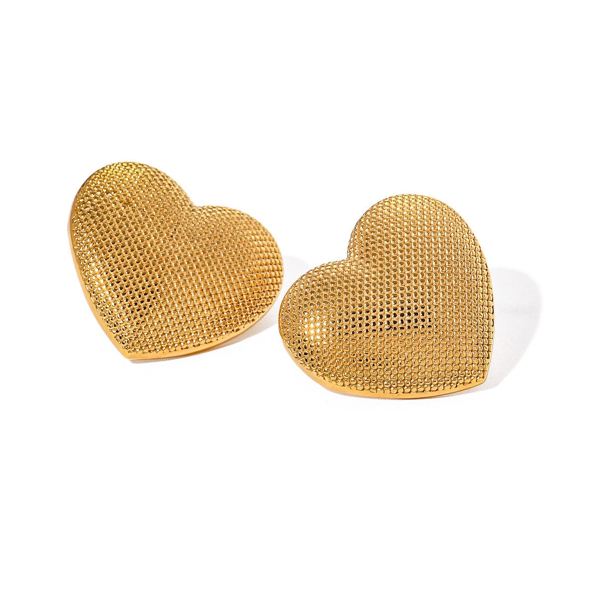 18k gold heart-shaped earrings with grainy design Vera Lux