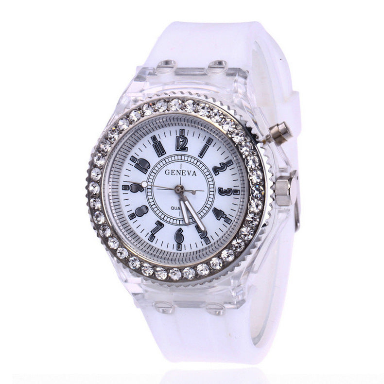 LED Luminous Watches Geneva Women Quartz Watch Women Ladies Silicone Bracelet Watches Vera Lux