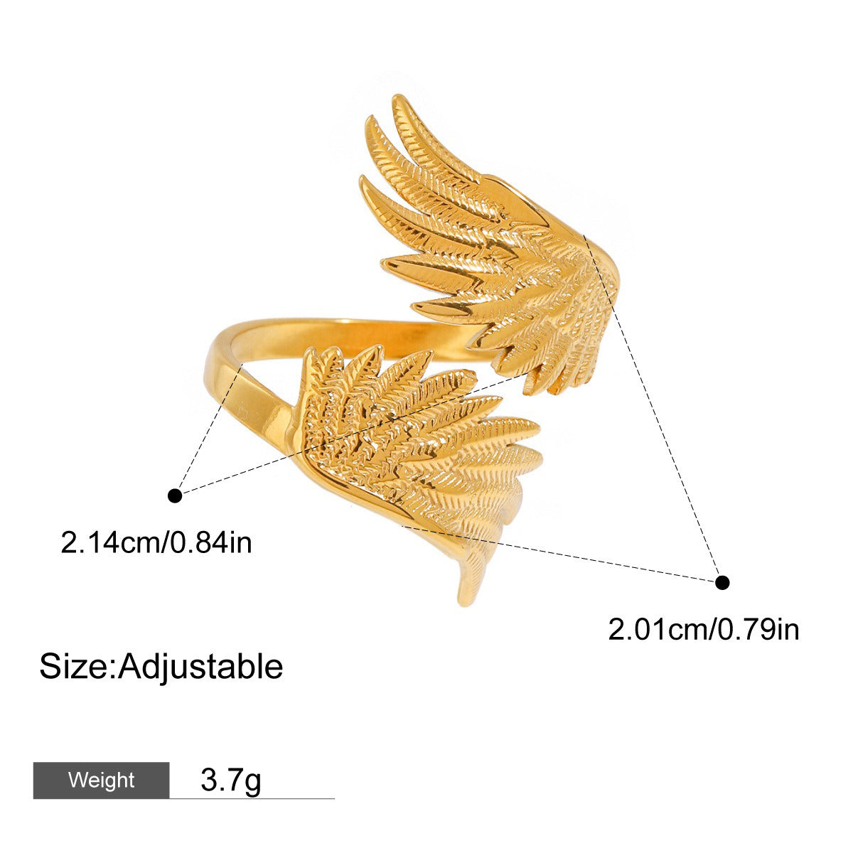 18K gold heart pendant unique design personality ring Vera Lux