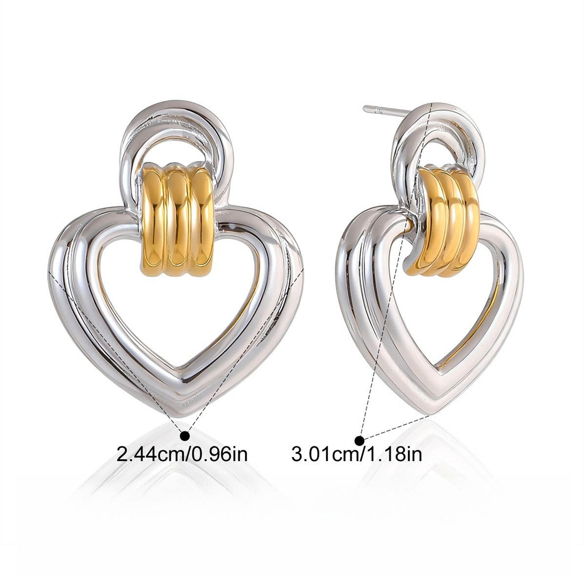 18K gold heart-shaped titanium steel stud earrings Vera Lux