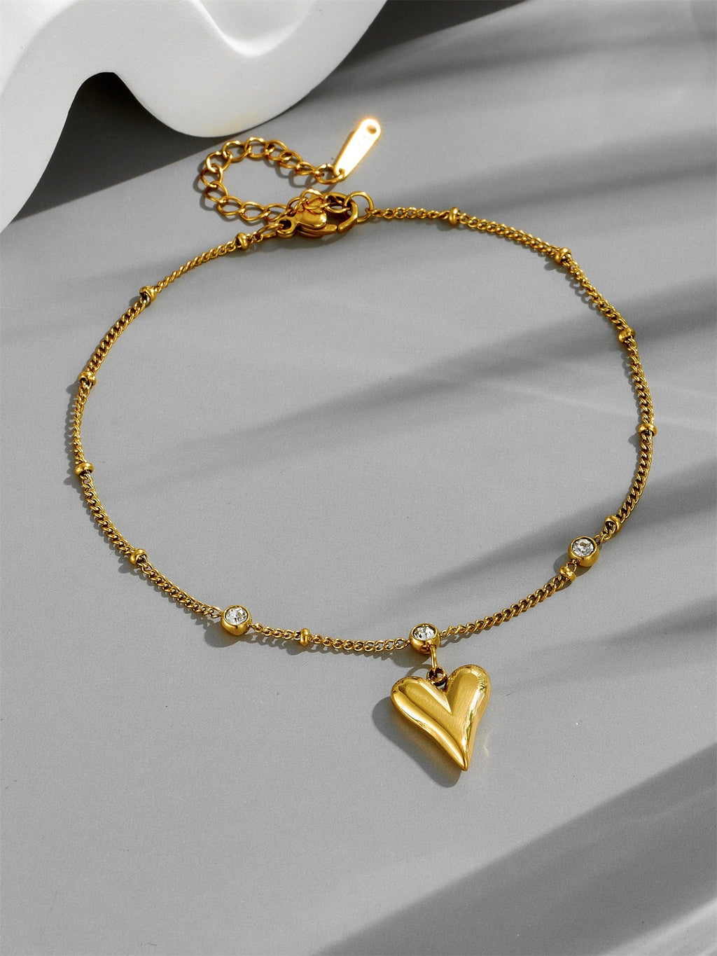 Zircon Heart Trendy Forest Style Peach Heart Anklet Vera Lux