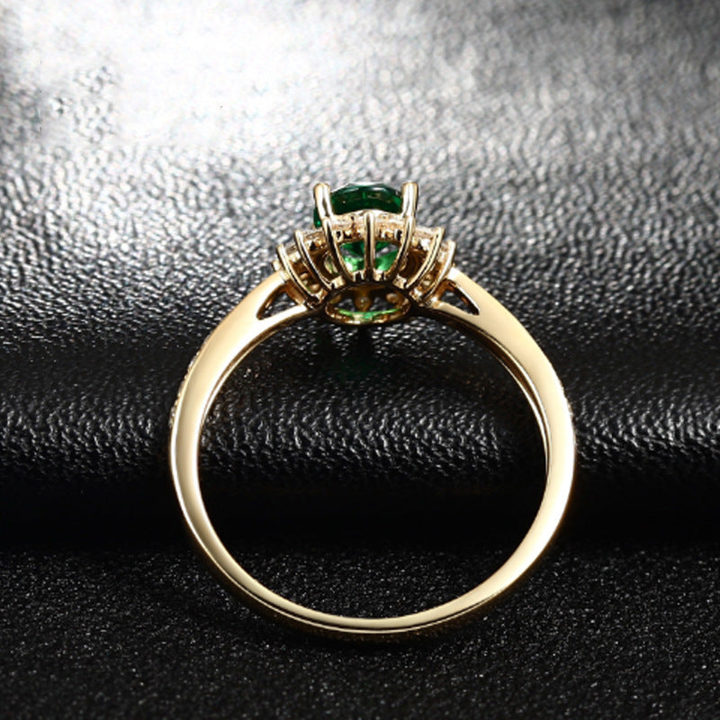 Adjustable Simulated Emerald & Simulated Diamond Ring For Women, Faux Gemstone Statement Band Vera Lux