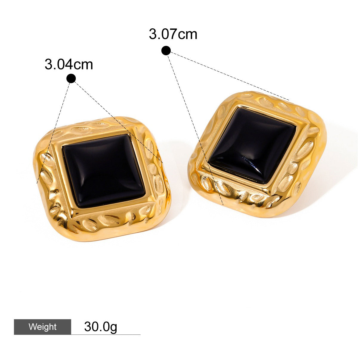 18K gold geometric square with texture design classic retro earrings Vera Lux