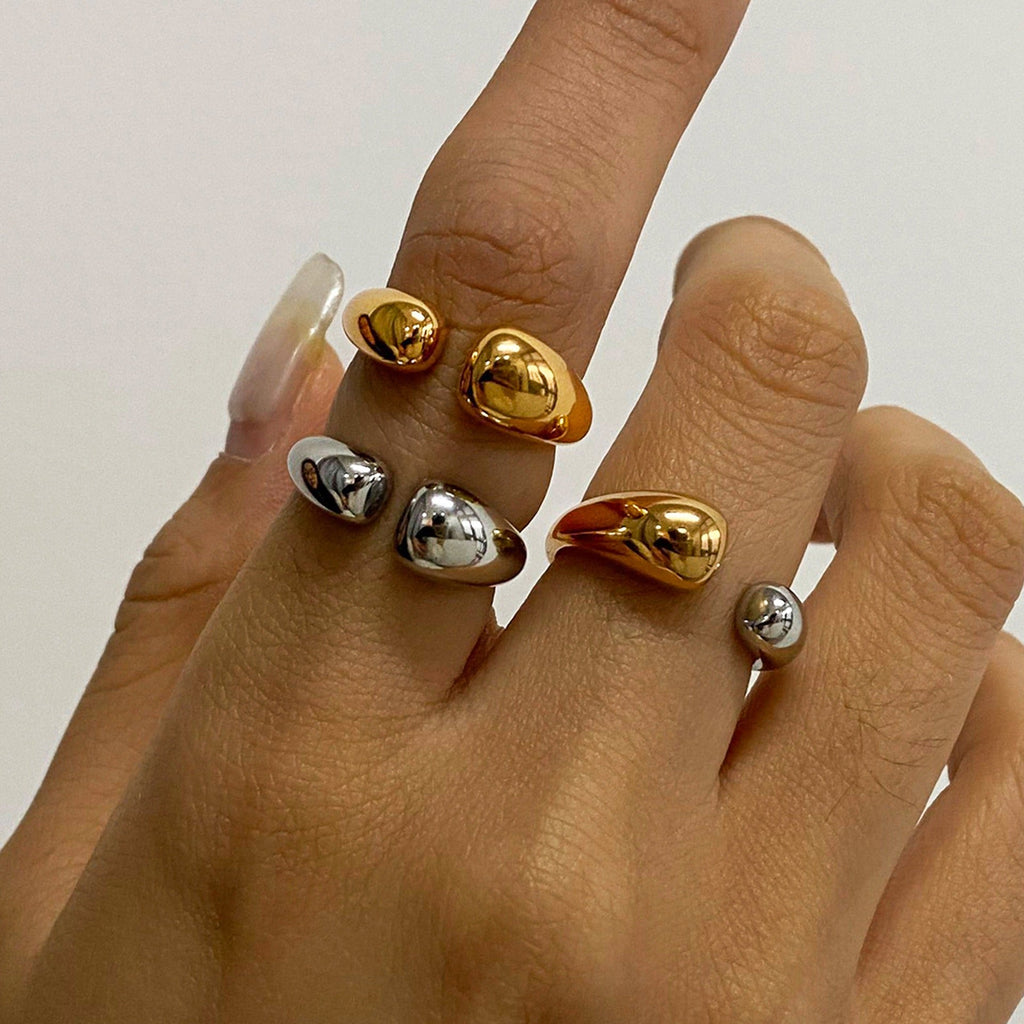 18K gold geometric design simple personality ring Vera Lux