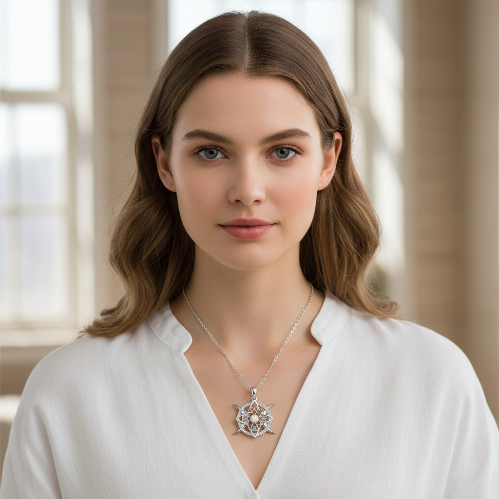 Opal-Encrusted Diamond Celtic Knot Necklace Vera Lux