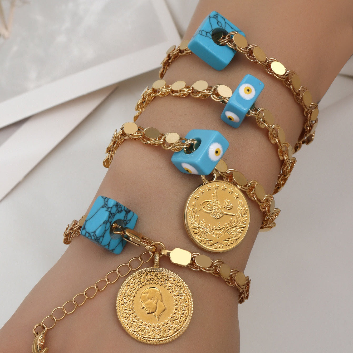 Bohemian Evil Eye Coin Bracelet Vera Lux