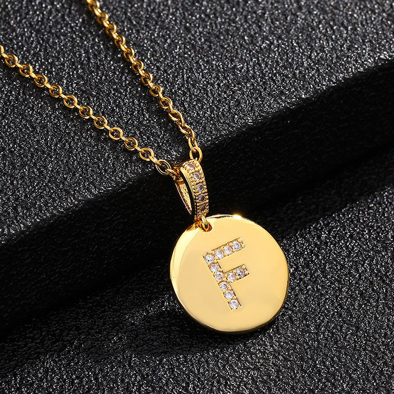 Zircon Initial Disc Necklace Collection Vera Lux