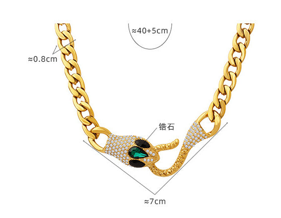 18K Gold Fashion Exquisite Snake Head Design Versatile Necklace Vera Lux