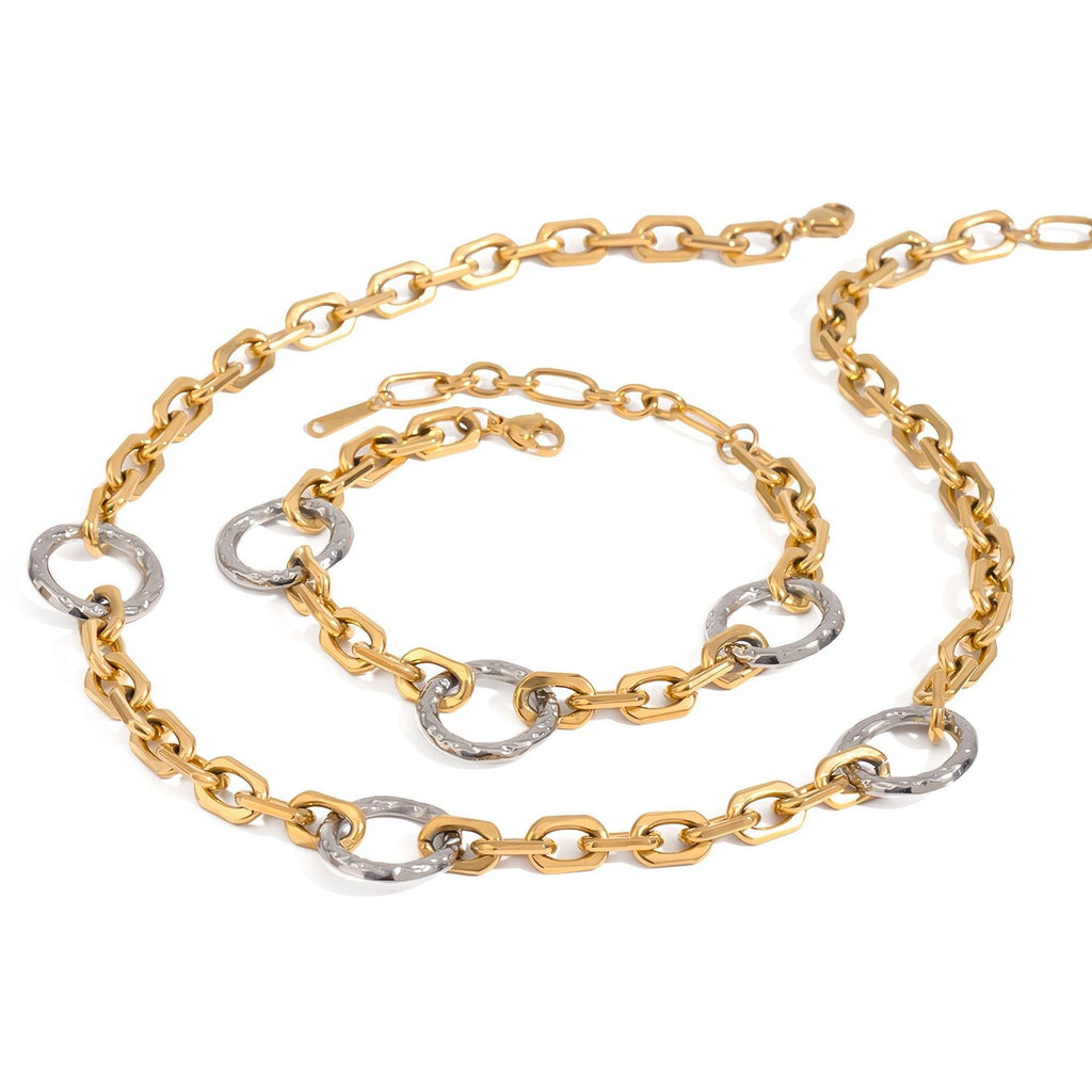 18K gold ring with gold and silver color matching design trendy personality necklace Vera Lux