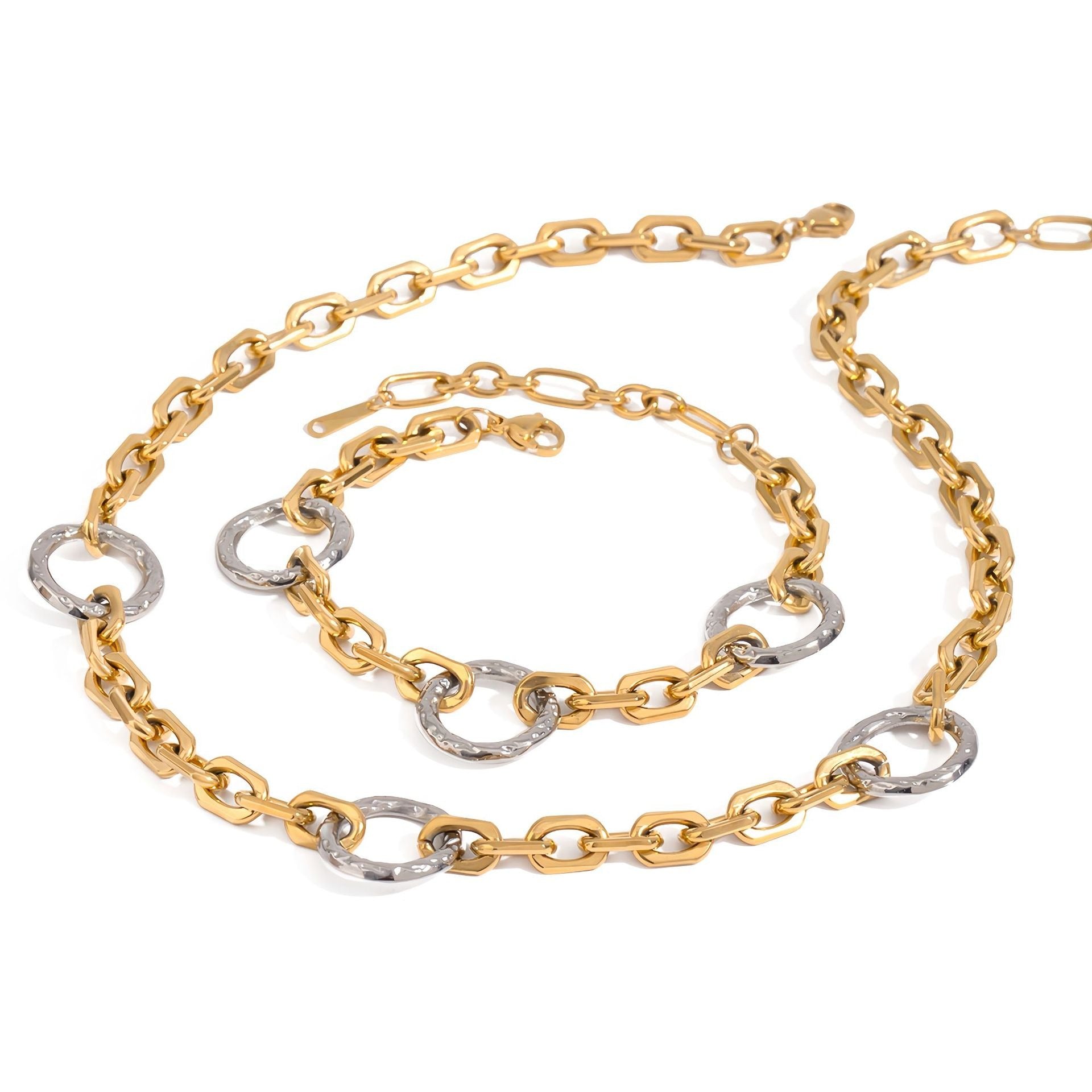 18K gold ring with gold and silver color matching design trendy personality necklace Vera Lux