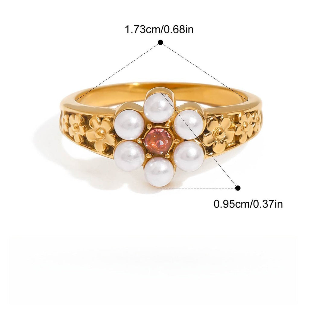 Pearl ring titanium steel ring Vera Lux