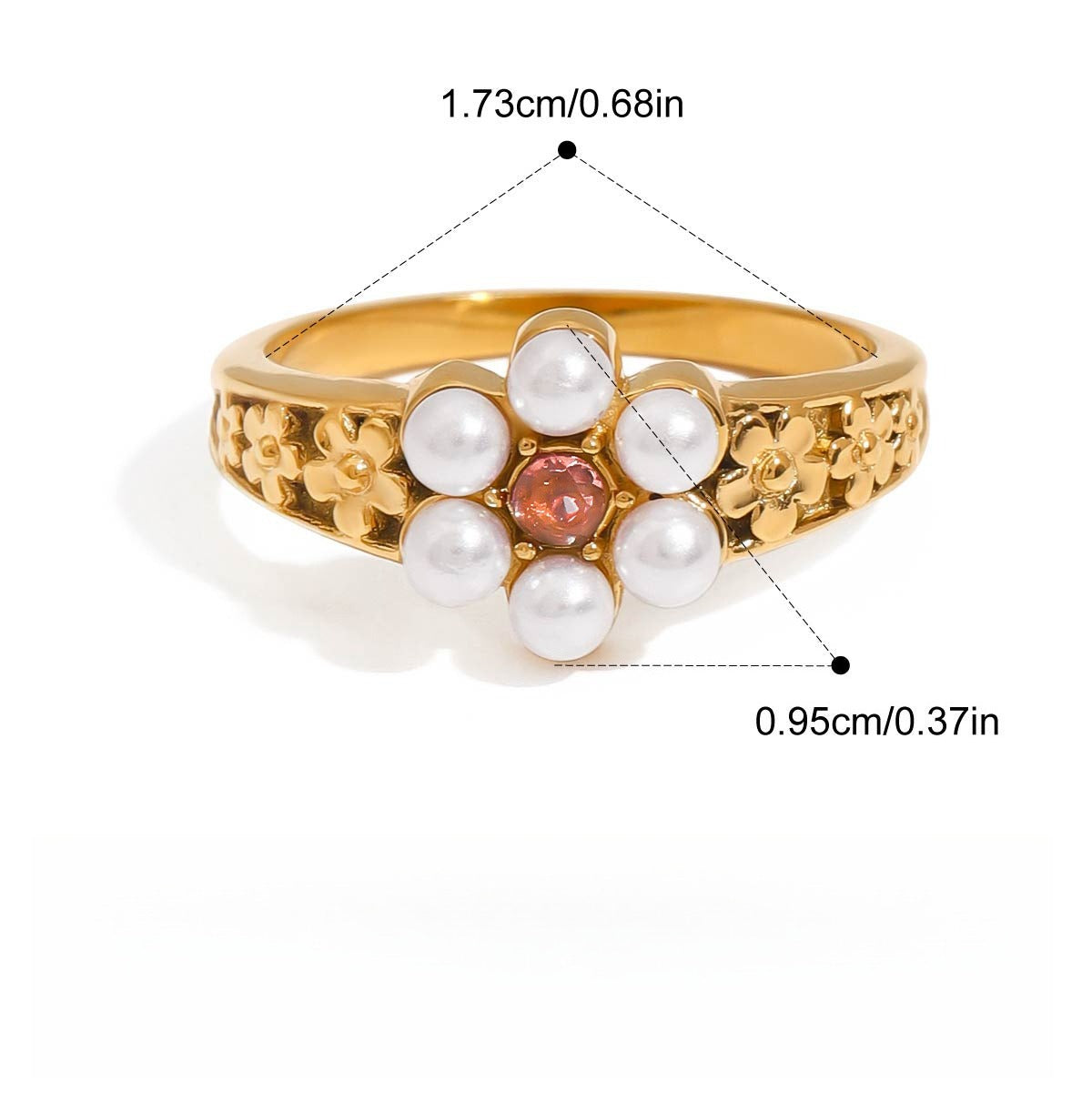 Pearl ring titanium steel ring Vera Lux