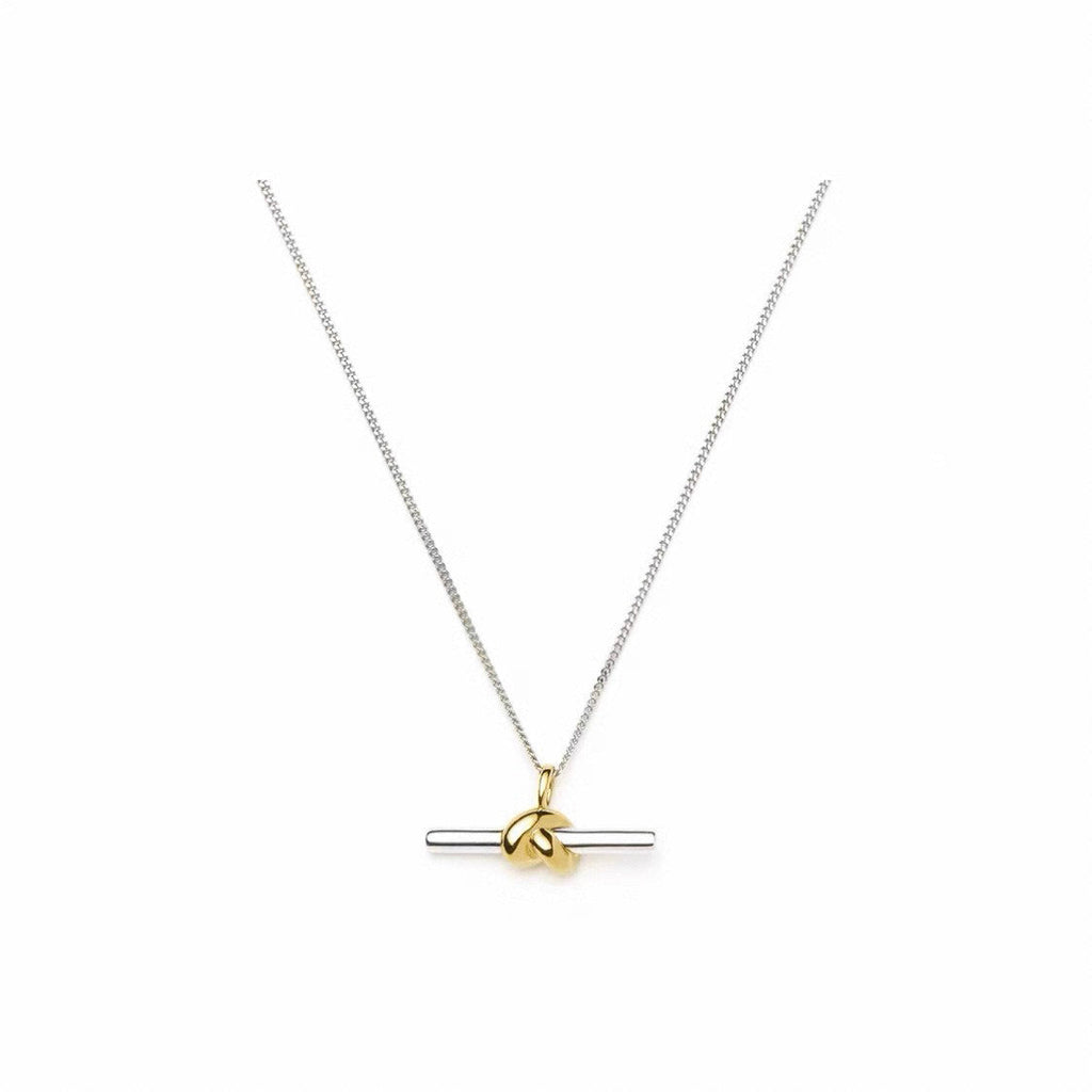 Gold And Silver Double T-shaped Horizontal Necklace Vera Lux