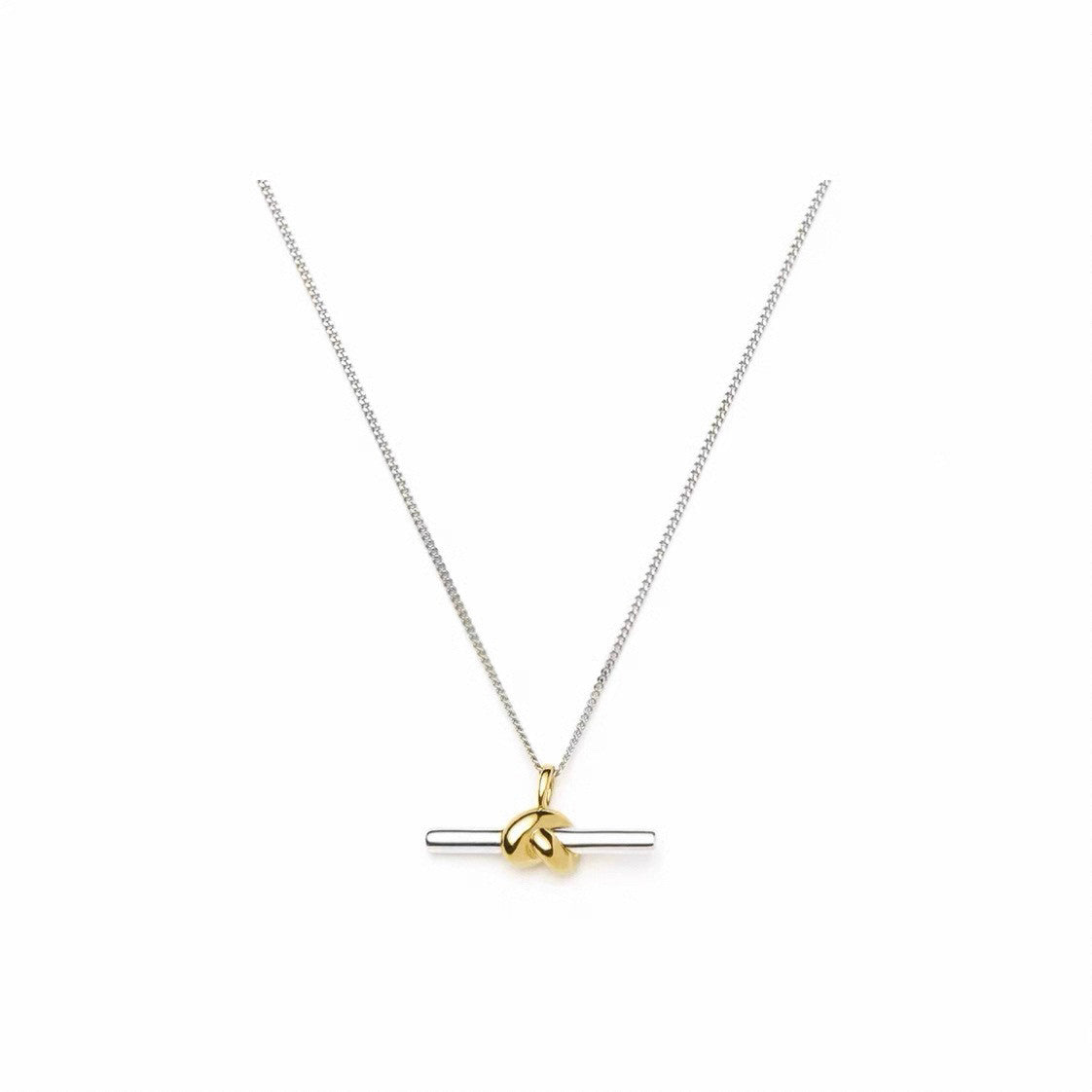 Gold And Silver Double T-shaped Horizontal Necklace Vera Lux